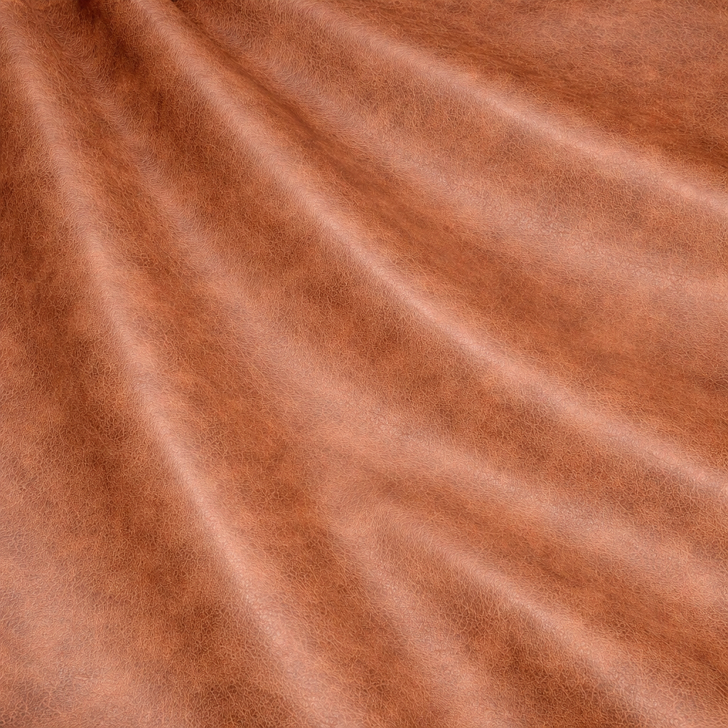 Warm Brown Synthetic Leather Sheet with Distressed Finish
